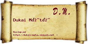 Dukai Máté névjegykártya