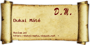Dukai Máté névjegykártya